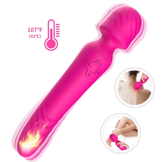 2in1 masszírozógép és vibrátor, melegítő funkcióval (pink)