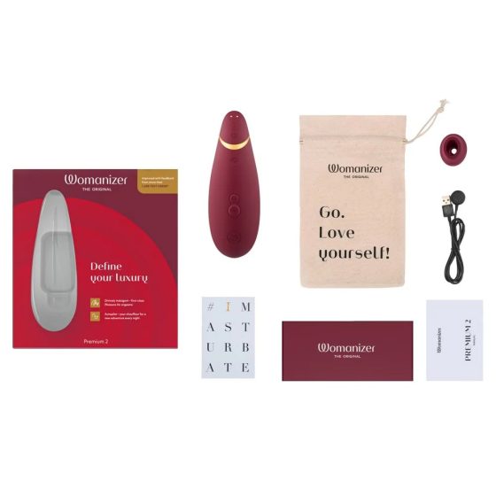 Womanizer Premium 2. léghullámos csiklóizgató (bordó)