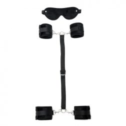 Rimba tépőzáras csuklók a bokákhoz készlet, szemmaszkkal (fekete)