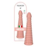   Italian Cock redőzött, kúpos dildó (10" - világos bőrszín)