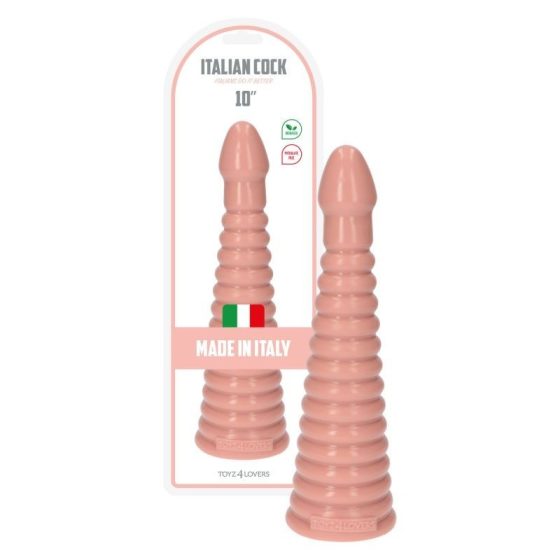 Italian Cock redőzött, kúpos dildó (10" - világos bőrszín)