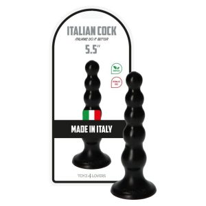 Italian Cock hullámos dildó (5,5" - fekete)