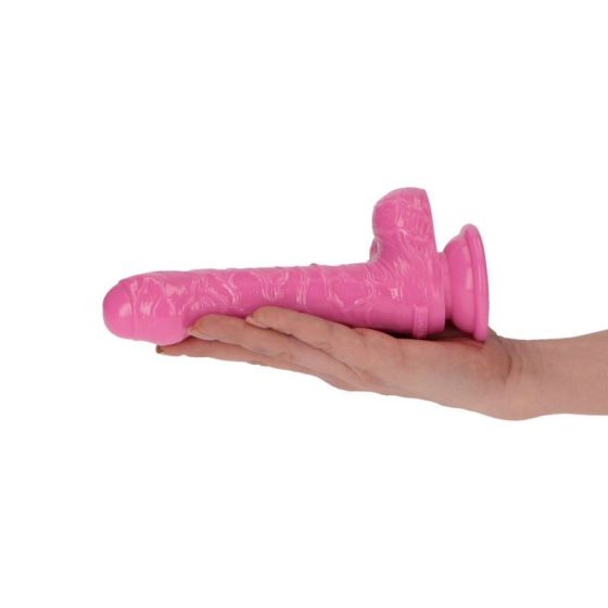 Italian Cock tapadókorongos dildó, herékkel (6" - rózsaszín)