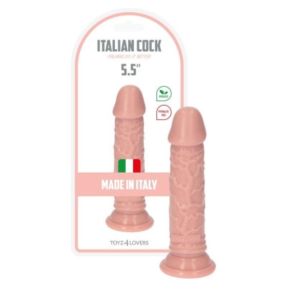 Italian Cock tapadótalpas dildó (5,5" - világos bőrszín)