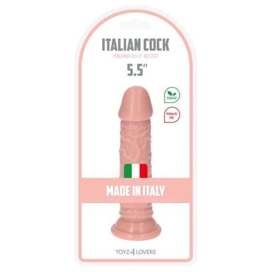 Italian Cock tapadótalpas dildó (5,5" - világos bőrszín)