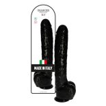   Italian Cock tapadókorongos óriás dildó, herékkel (15,5" - fekete bőrszín)