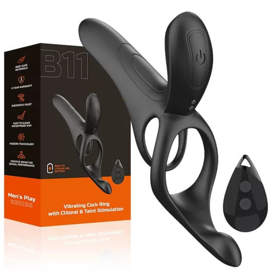 Erospace – Mens Play B11 párvibrátor pénisz és heregyűrűvel, gátstimulációval