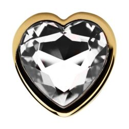   Fém anál dildó, szív formájú, áttetsző kristállyal (arany színű)