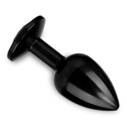 Fém anál dildó, fekete kristállyal (fekete)