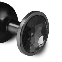 Fém anál dildó, fekete kristállyal (fekete)