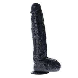   Toyz 4 Lovers Augustus tapadókorongos óriás dildó, herékkel (44 cm - fekete)