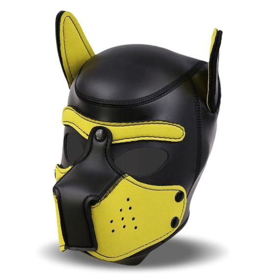 Fetish Neoprén kutyamaszk (fekete-sárga)