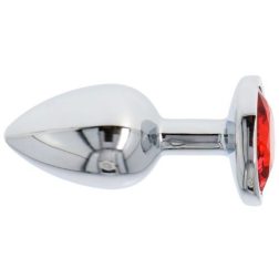   Fém anál dildó szív formájú, piros kristállyal (S méret)