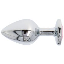   Fém anál dildó szív formájú, rózsaszín kristállyal (M méret)