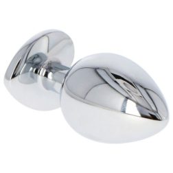   Fém anál dildó szív formájú, rózsaszín kristállyal (L méret)