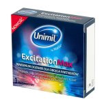   Unimil Excitation Max redőzött és rücskös óvszer, melegítő hatású síkosítóval (3 db)