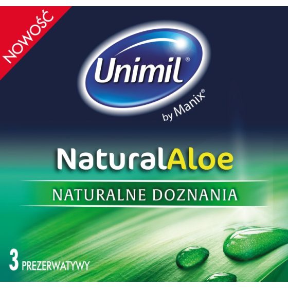 Unimil NaturalAloe óvszerek Aloe Vera-s síkosítóval (3 db)