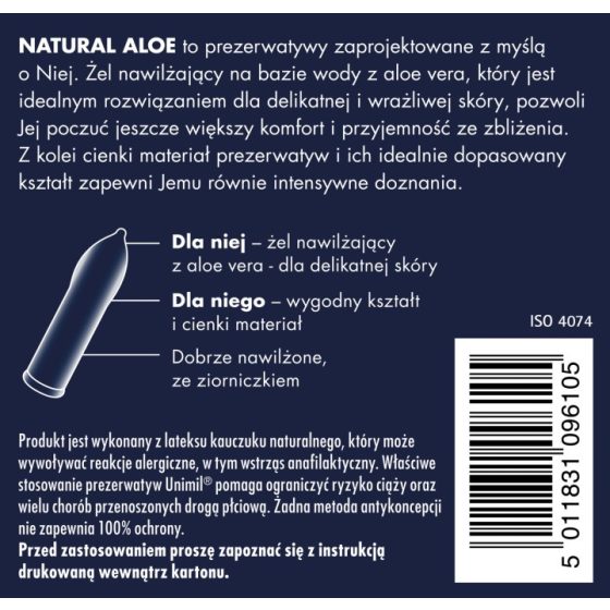 Unimil NaturalAloe óvszerek Aloe Vera-s síkosítóval (3 db)