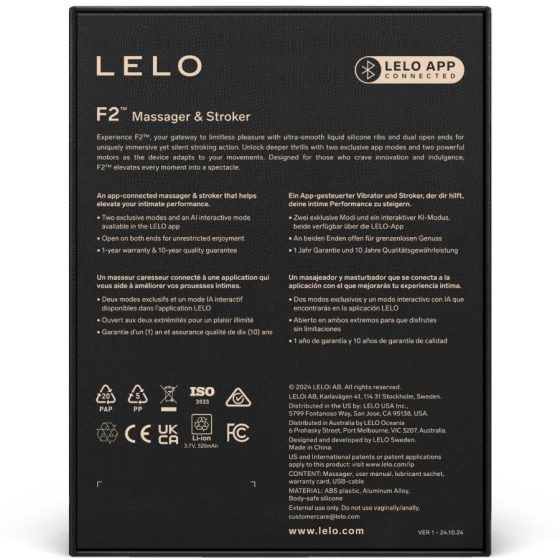Lelo F2 szónikus okos maszturbátor (APP-os) (kék betéttel)