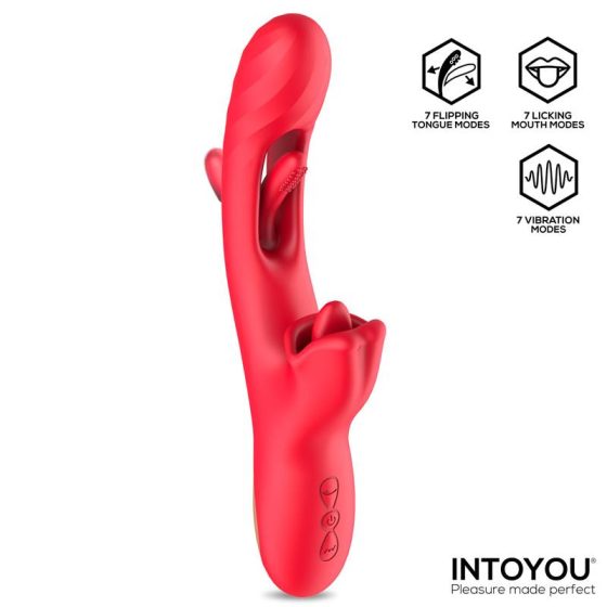 IntoYou Grant vibrátor mozgó szárrésszel, nyelvecskés csiklóizgatóval (pink)