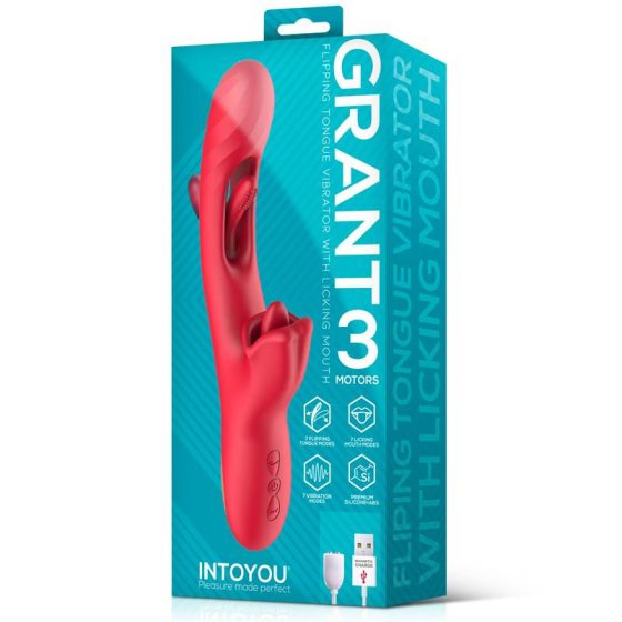 IntoYou Grant vibrátor mozgó szárrésszel, nyelvecskés csiklóizgatóval (pink)