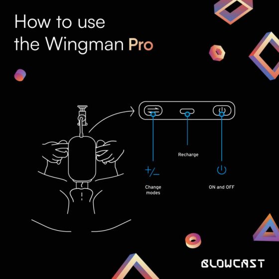 Blowcast Wingman Pro maszturbátor, fel-le mozgással, vibrációval, melegítő funkcióval