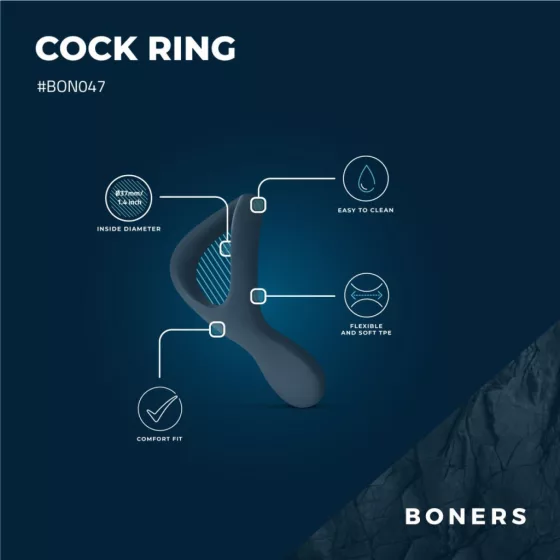 Boners – péniszgyűrű gátstimulációval (szürke)