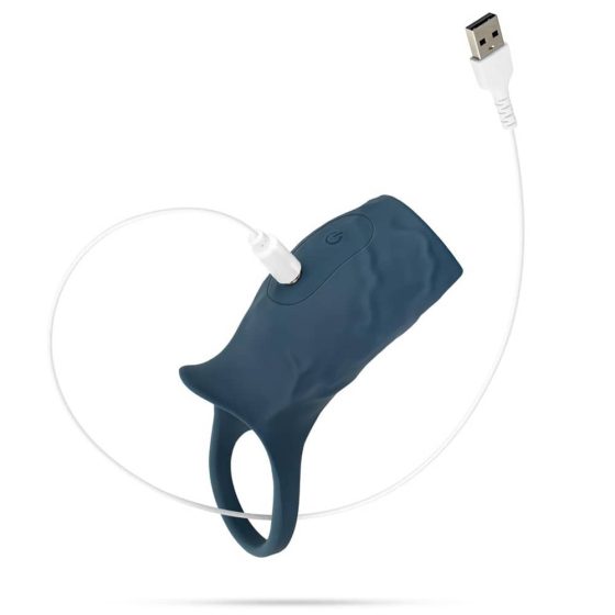 Boners vibrációs péniszköpeny, heregyűrűvel (kék)