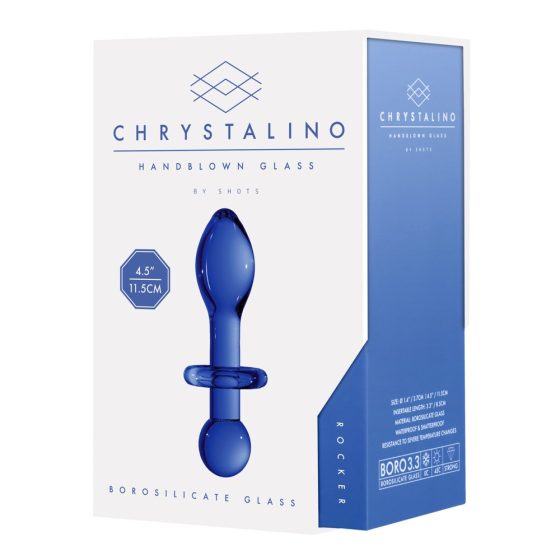 Christalino Rocker kúpos-gömbös análtágító, üvegből (kék)