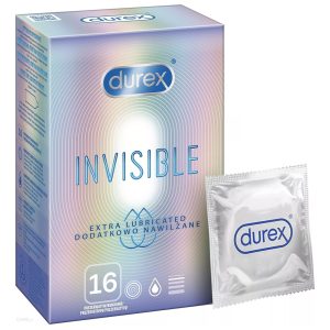 Durex Invisible Extra Lubricated vékony óvszer, extra síkosítással (16 db)