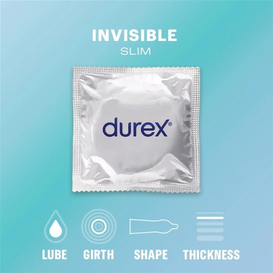 Durex Invisible Extra Lubricated vékony óvszer, extra síkosítással (10 db)