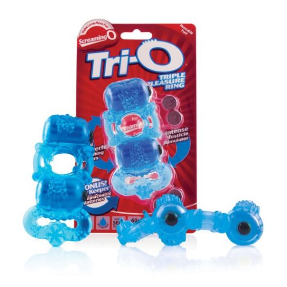 The Screaming O The TriO Blue dupla vibrációs péniszgyűrű (kék)