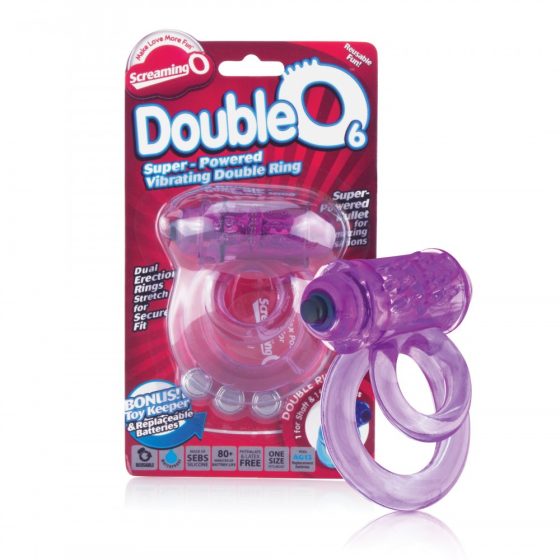 The Screaming O DoubleO 6 dupla pántos, vibrációs péniszgyűrű (lila)