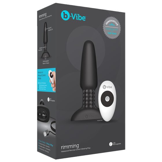 Bvibe Rimming Plug 2 távirányítható anál vibrátor, forgó gyöngyökkel (fekete)