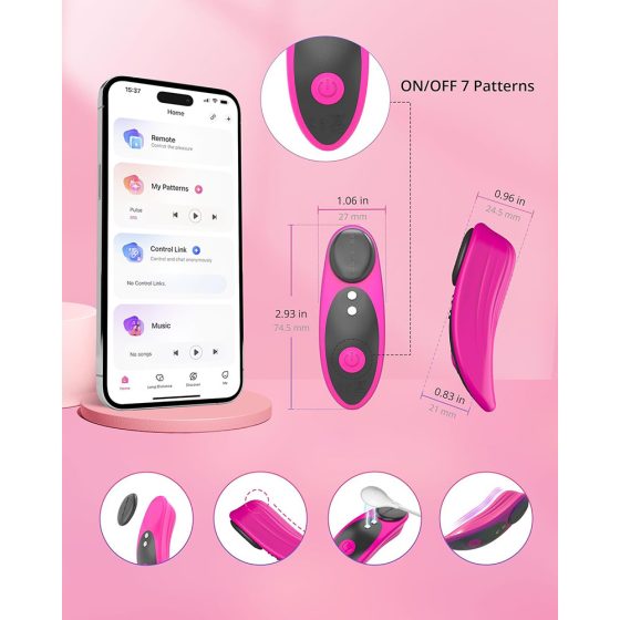 Lovense Ferri okos, alsóba helyezhető vibrációs csiklóizgató (fekete-pink) (APP-os)