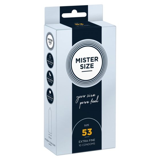 Mister Size 53. - 10 db egyedi méretű, extra vékony óvszer (53 mm)