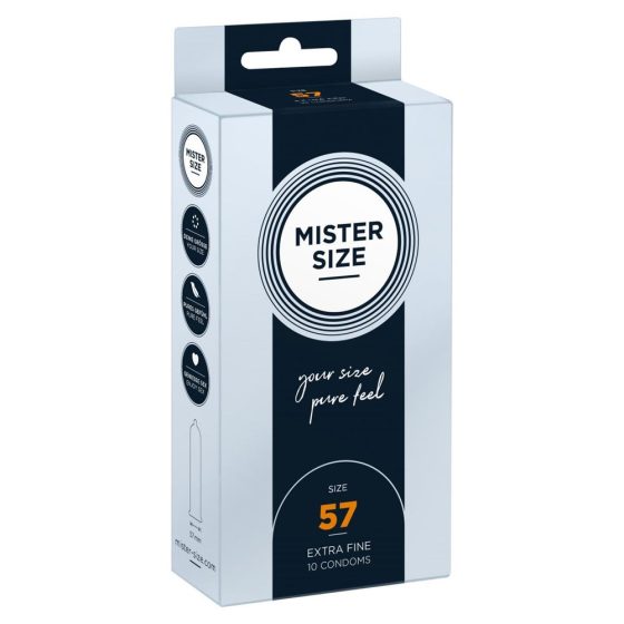 Mister Size 57. - 10 db egyedi méretű, extra vékony óvszer (57 mm)