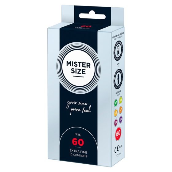 Mister Size 60. - 10 db egyedi méretű, extra vékony óvszer (60 mm)