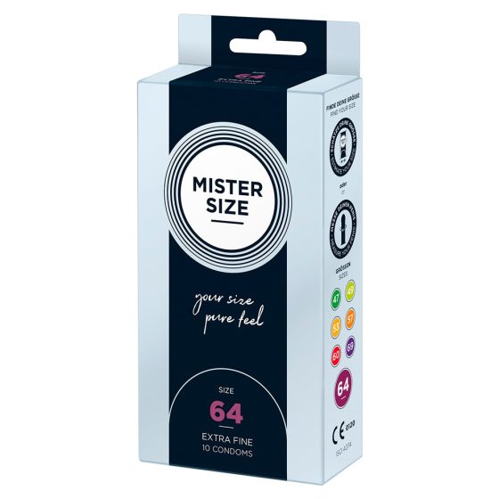 Mister Size 64. - 10 db egyedi méretű, extra vékony óvszer (64 mm)