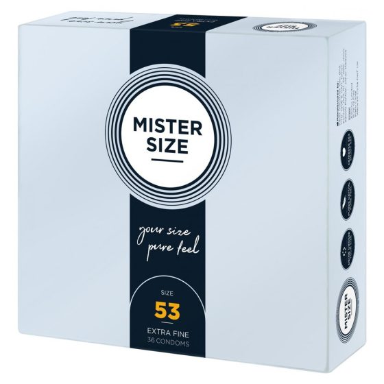 Mister Size 53. - 36 db egyedi méretű, extra vékony óvszer (53 mm) Mister Size 53. - 36 db egyedi méretű, extra vékony óvszer (53 mm)