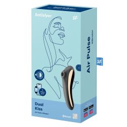   Satisfyer Dual Kiss vibrátor, léghullámos csiklóizgatóval (fekete)