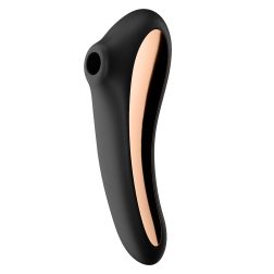   Satisfyer Dual Kiss vibrátor, léghullámos csiklóizgatóval (fekete)