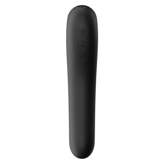 Satisfyer Dual Kiss vibrátor, léghullámos csiklóizgatóval (fekete)