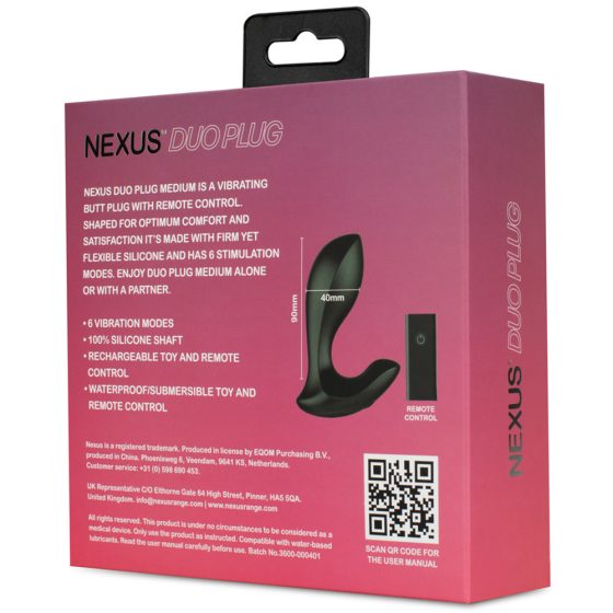 Nexus Duo Plug análvibrátor, távirányítóval