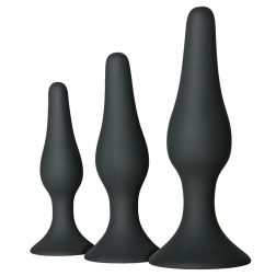 Easy Toys 3 db-os szilikon anál dildó szett (fekete)