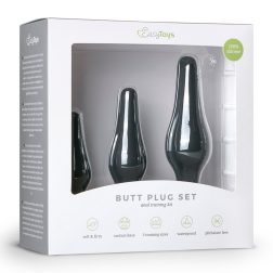 Easy Toys 3 db-os szilikon anál dildó szett (fekete)