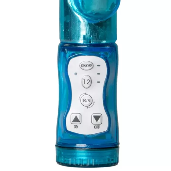 Easy Toys – forgófejes klitoriszágas vibrátor szárán forgó gyöngysorral (kék)