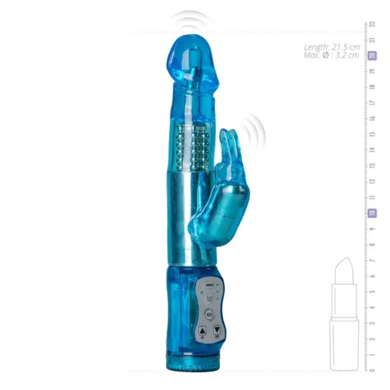 Easy Toys – forgófejes klitoriszágas vibrátor szárán forgó gyöngysorral (kék)