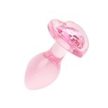   Easy Toys mini üveg anál dildó, szív formájú áttetsző kristállyal (pink)