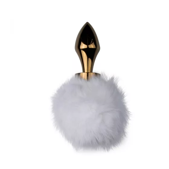 Easy Toys fém anál dildó, nyuszifarokkal (arany/fehér)